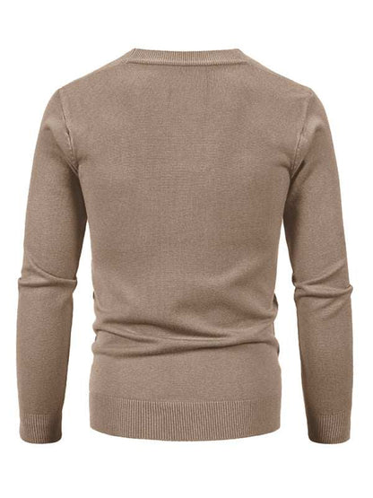 Stylish Men's Solid Color V-Neck Cardigan Sweater for All Seasons - MENLL