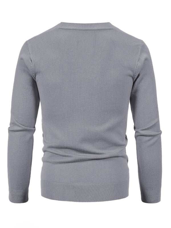 Stylish Men's Solid Color V-Neck Cardigan Sweater for All Seasons - MENLL