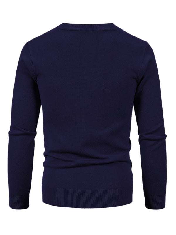 Stylish Men's Solid Color V-Neck Cardigan Sweater for All Seasons - MENLL