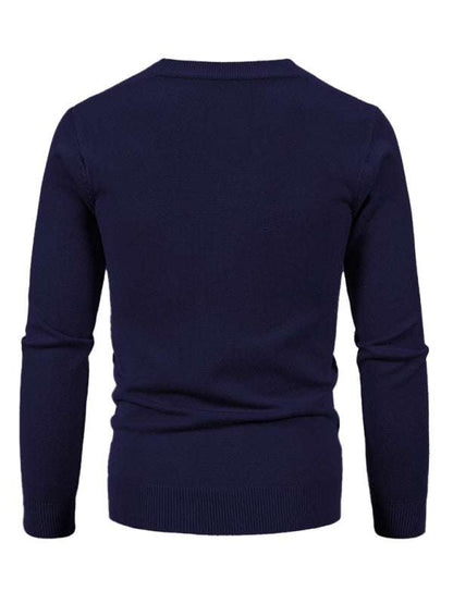 Stylish Men's Solid Color V-Neck Cardigan Sweater for All Seasons - MENLL