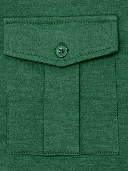 Chic Men's Solid Color Long Sleeve Polo Shirt with Welt Pocket - Perfect for Every Season! - MENLL