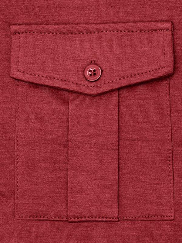 Chic Men's Solid Color Long Sleeve Polo Shirt with Welt Pocket - Perfect for Every Season! - MENLL