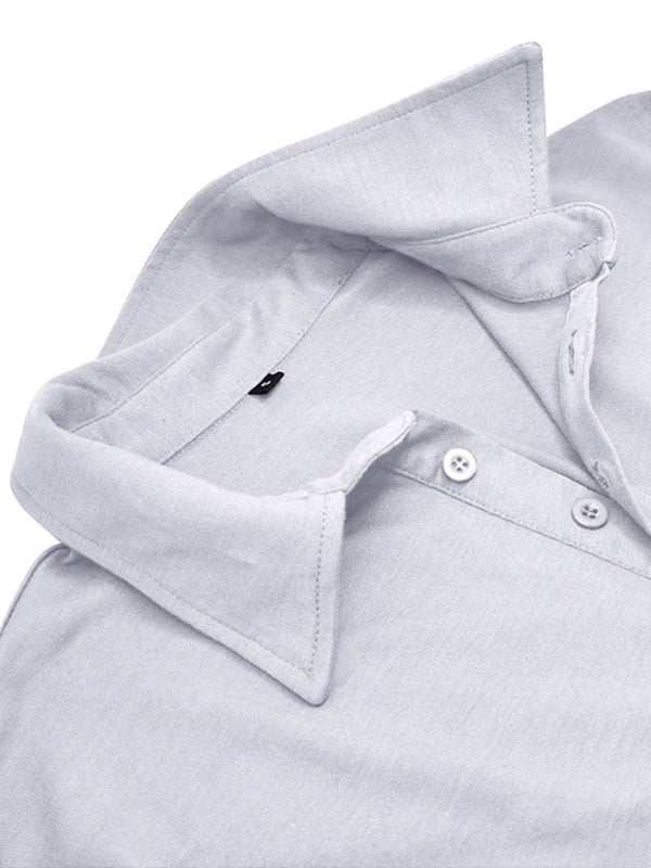 Chic Men's Solid Color Long Sleeve Polo Shirt with Welt Pocket - Perfect for Every Season! - MENLL