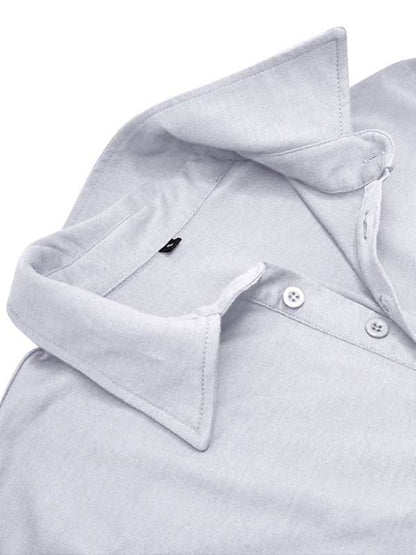 Chic Men's Solid Color Long Sleeve Polo Shirt with Welt Pocket - Perfect for Every Season! - MENLL