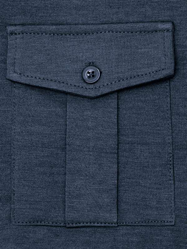 Chic Men's Solid Color Long Sleeve Polo Shirt with Welt Pocket - Perfect for Every Season! - MENLL