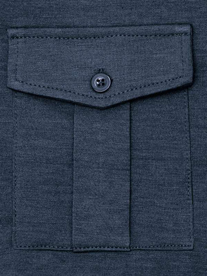 Chic Men's Solid Color Long Sleeve Polo Shirt with Welt Pocket - Perfect for Every Season! - MENLL
