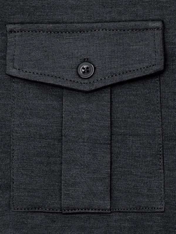 Chic Men's Solid Color Long Sleeve Polo Shirt with Welt Pocket - Perfect for Every Season! - MENLL