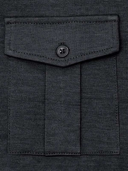 Chic Men's Solid Color Long Sleeve Polo Shirt with Welt Pocket - Perfect for Every Season! - MENLL