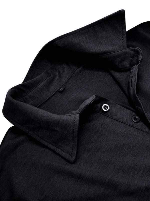 Chic Men's Solid Color Long Sleeve Polo Shirt with Welt Pocket - Perfect for Every Season! - MENLL