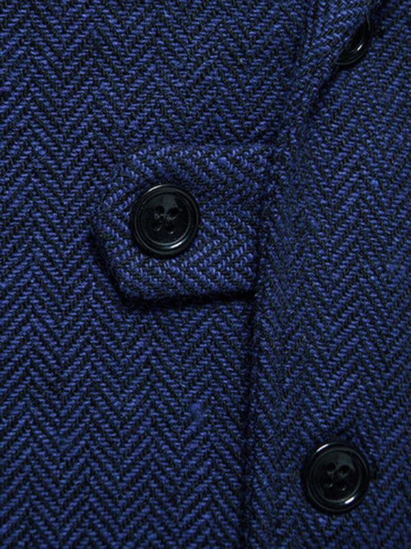 Retro Elegance: Men's Herringbone Tweed Suit Vest with Stylish Lapels - MENLL