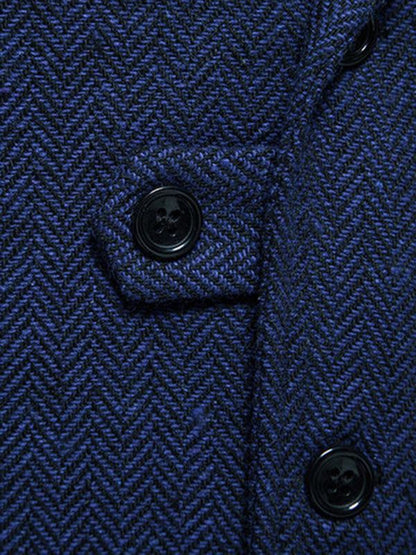 Retro Elegance: Men's Herringbone Tweed Suit Vest with Stylish Lapels - MENLL