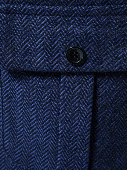 Retro Elegance: Men's Herringbone Tweed Suit Vest with Stylish Lapels - MENLL