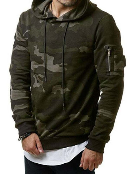 Stylish Men's Camouflage Long Sleeve Hoodie with Convenient Pockets - MENLL