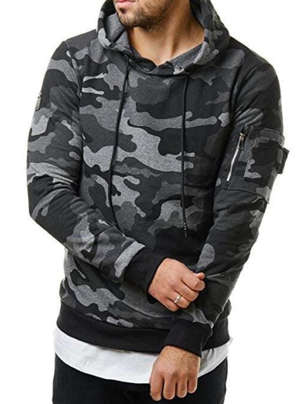 Stylish Men's Camouflage Long Sleeve Hoodie with Convenient Pockets - MENLL