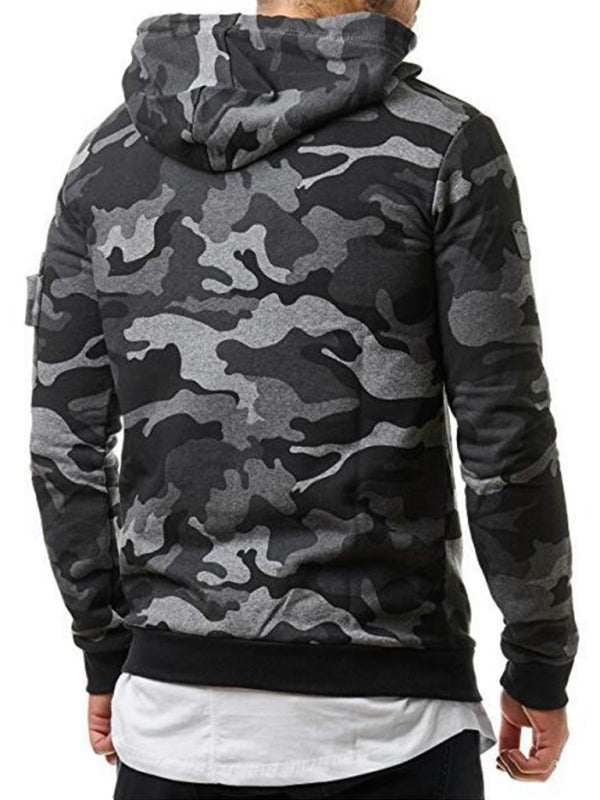 Stylish Men's Camouflage Long Sleeve Hoodie with Convenient Pockets - MENLL
