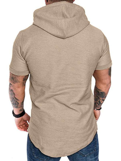 Men's Casual Hooded Short-Sleeve Sports T-Shirt - Lightweight & Comfortable Activewear - MENLL