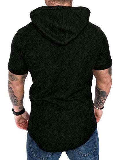Men's Casual Hooded Short-Sleeve Sports T-Shirt - Lightweight & Comfortable Activewear - MENLL