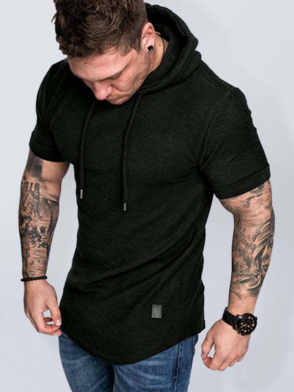 Men's Casual Hooded Short-Sleeve Sports T-Shirt - Lightweight & Comfortable Activewear - MENLL