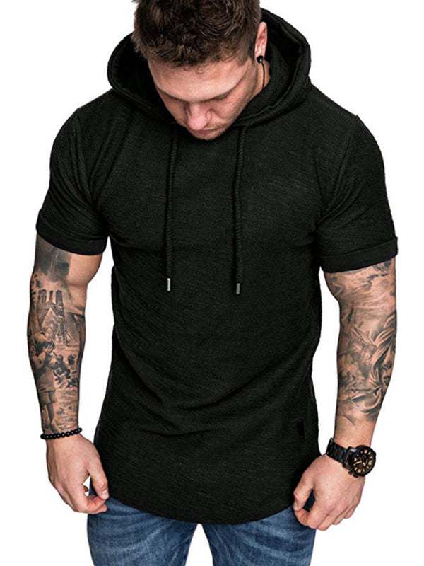 Men's Casual Hooded Short-Sleeve Sports T-Shirt - Lightweight & Comfortable Activewear - MENLL