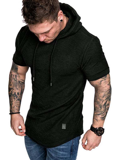 Men's Casual Hooded Short-Sleeve Sports T-Shirt - Lightweight & Comfortable Activewear - MENLL