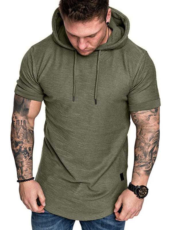 Men's Casual Hooded Short-Sleeve Sports T-Shirt - Lightweight & Comfortable Activewear - MENLL