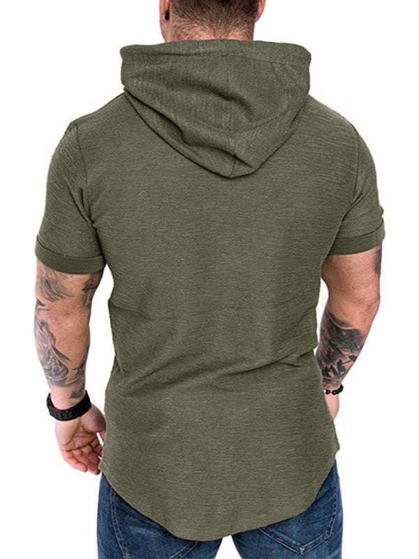 Men's Casual Hooded Short-Sleeve Sports T-Shirt - Lightweight & Comfortable Activewear - MENLL