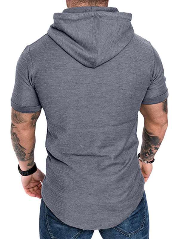 Men's Casual Hooded Short-Sleeve Sports T-Shirt - Lightweight & Comfortable Activewear - MENLL