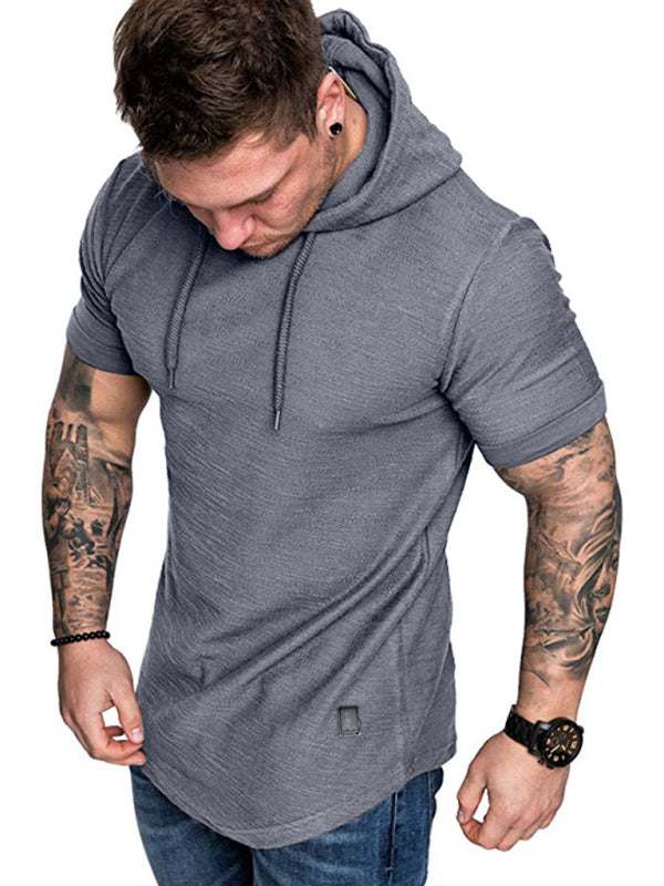 Men's Casual Hooded Short-Sleeve Sports T-Shirt - Lightweight & Comfortable Activewear - MENLL