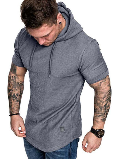 Men's Casual Hooded Short-Sleeve Sports T-Shirt - Lightweight & Comfortable Activewear - MENLL