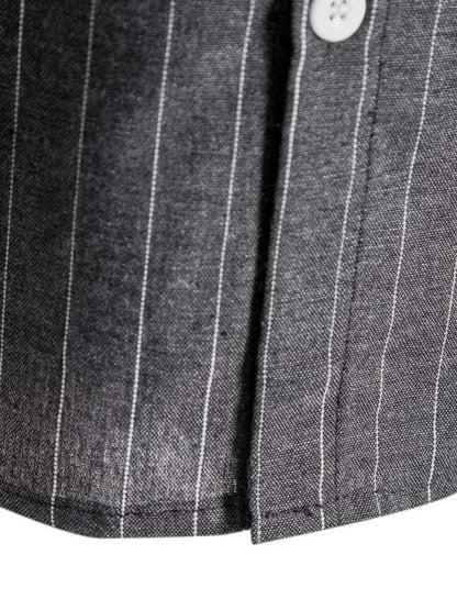 Trendy Striped Short Sleeve Shirt for Men – Casual Comfort Meets Style! - MENLL