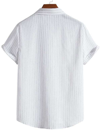 Trendy Striped Short Sleeve Shirt for Men – Casual Comfort Meets Style! - MENLL