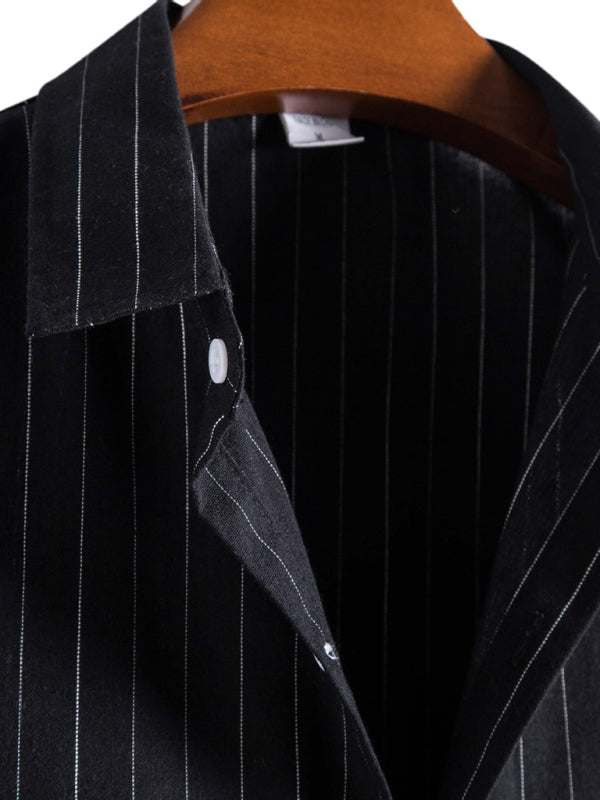Trendy Striped Short Sleeve Shirt for Men – Casual Comfort Meets Style! - MENLL