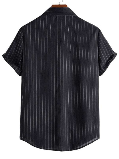 Trendy Striped Short Sleeve Shirt for Men – Casual Comfort Meets Style! - MENLL