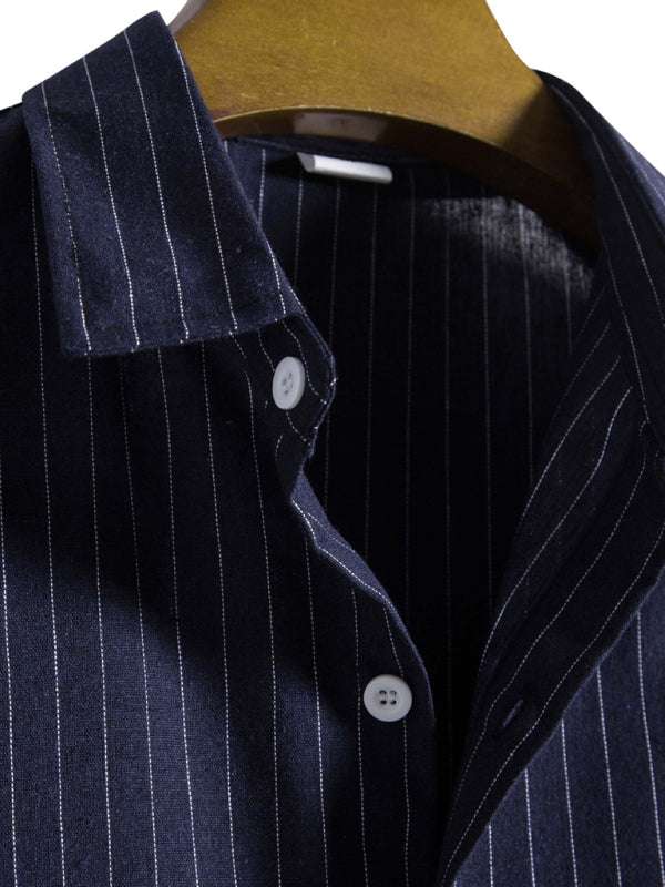 Trendy Striped Short Sleeve Shirt for Men – Casual Comfort Meets Style! - MENLL
