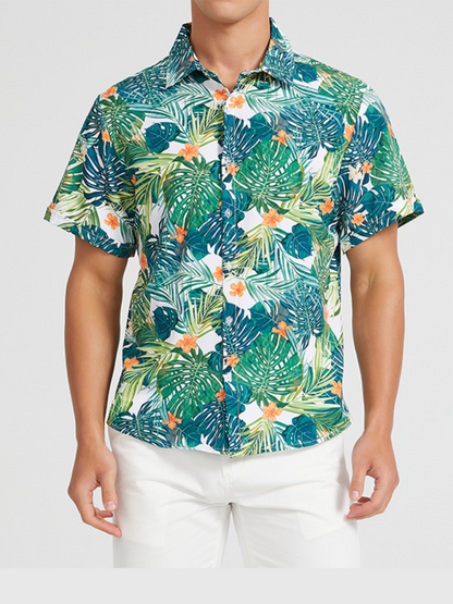 Tropical Paradise Men's Short Sleeve Hawaiian Vacation Shirt - MENLL