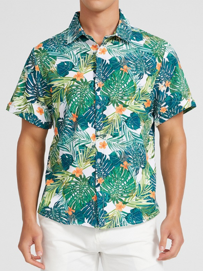 Tropical Paradise Men's Short Sleeve Hawaiian Vacation Shirt - MENLL