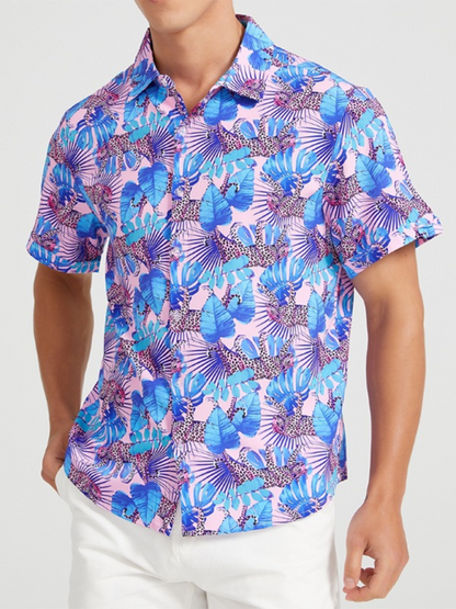 Tropical Paradise Men's Short Sleeve Hawaiian Vacation Shirt - MENLL