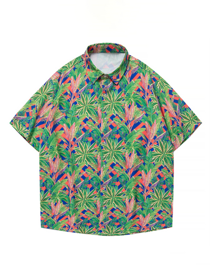 Tropical Paradise Men's Short Sleeve Hawaiian Vacation Shirt - MENLL