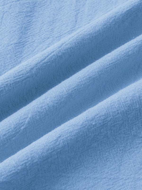 Men's Stylish Square Neck Linen Shirt - Casual Solid Color Half Sleeve Top for Effortless Elegance - MENLL
