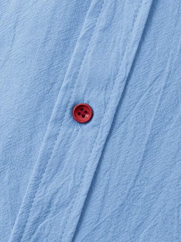 Men's Stylish Square Neck Linen Shirt - Casual Solid Color Half Sleeve Top for Effortless Elegance - MENLL