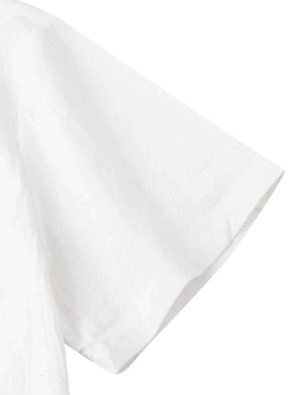 Men's Stylish Square Neck Linen Shirt - Casual Solid Color Half Sleeve Top for Effortless Elegance - MENLL