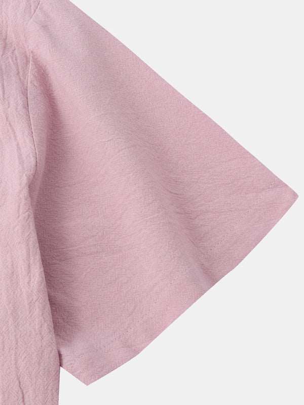 Men's Stylish Square Neck Linen Shirt - Casual Solid Color Half Sleeve Top for Effortless Elegance - MENLL