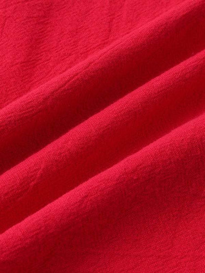 Men's Stylish Square Neck Linen Shirt - Casual Solid Color Half Sleeve Top for Effortless Elegance - MENLL