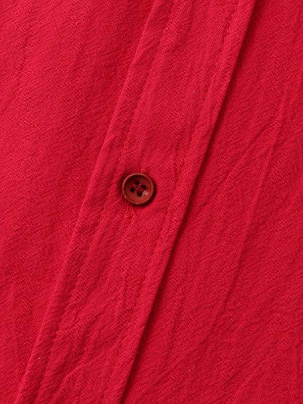 Men's Stylish Square Neck Linen Shirt - Casual Solid Color Half Sleeve Top for Effortless Elegance - MENLL