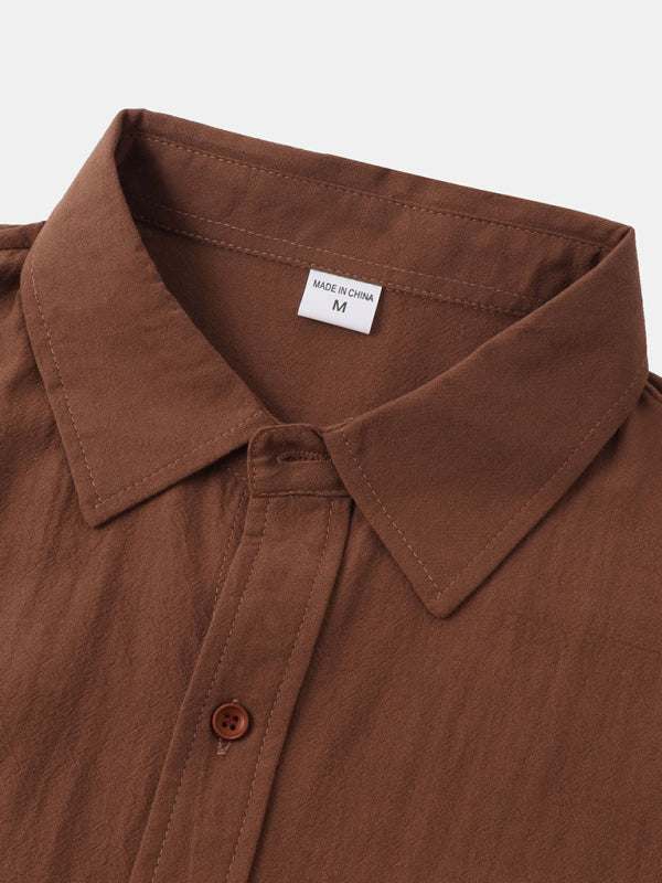 Men's Stylish Square Neck Linen Shirt - Casual Solid Color Half Sleeve Top for Effortless Elegance - MENLL