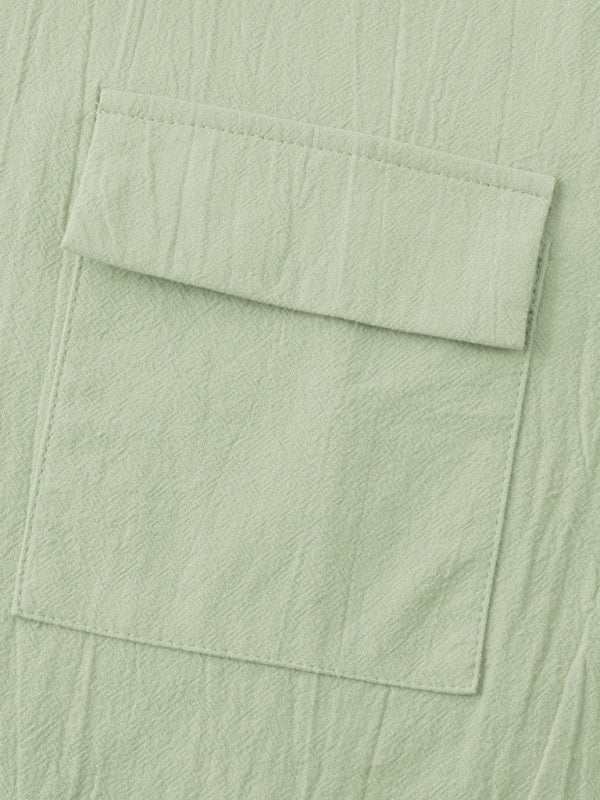 Men's Stylish Square Neck Linen Shirt - Casual Solid Color Half Sleeve Top for Effortless Elegance - MENLL