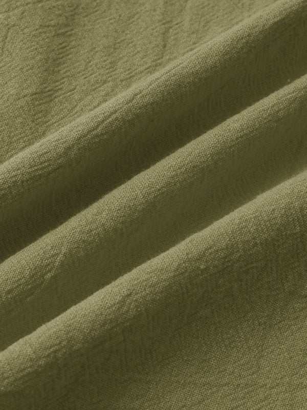 Men's Stylish Square Neck Linen Shirt - Casual Solid Color Half Sleeve Top for Effortless Elegance - MENLL