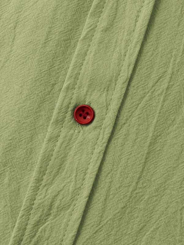 Men's Stylish Square Neck Linen Shirt - Casual Solid Color Half Sleeve Top for Effortless Elegance - MENLL