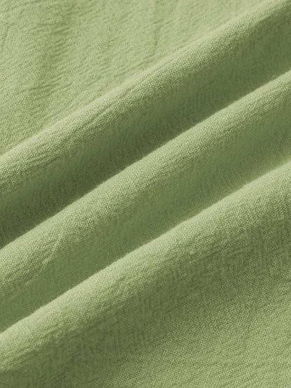Men's Stylish Square Neck Linen Shirt - Casual Solid Color Half Sleeve Top for Effortless Elegance - MENLL