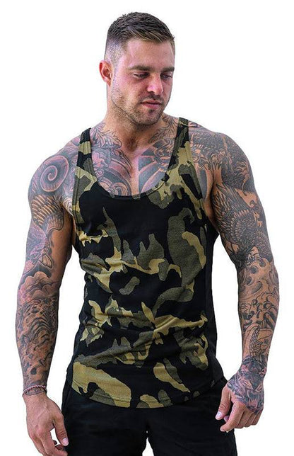 Men's Ultra-Light Camouflage Sleeveless Training Tank - Quick-Dry Comfort for Active Lifestyles - MENLL